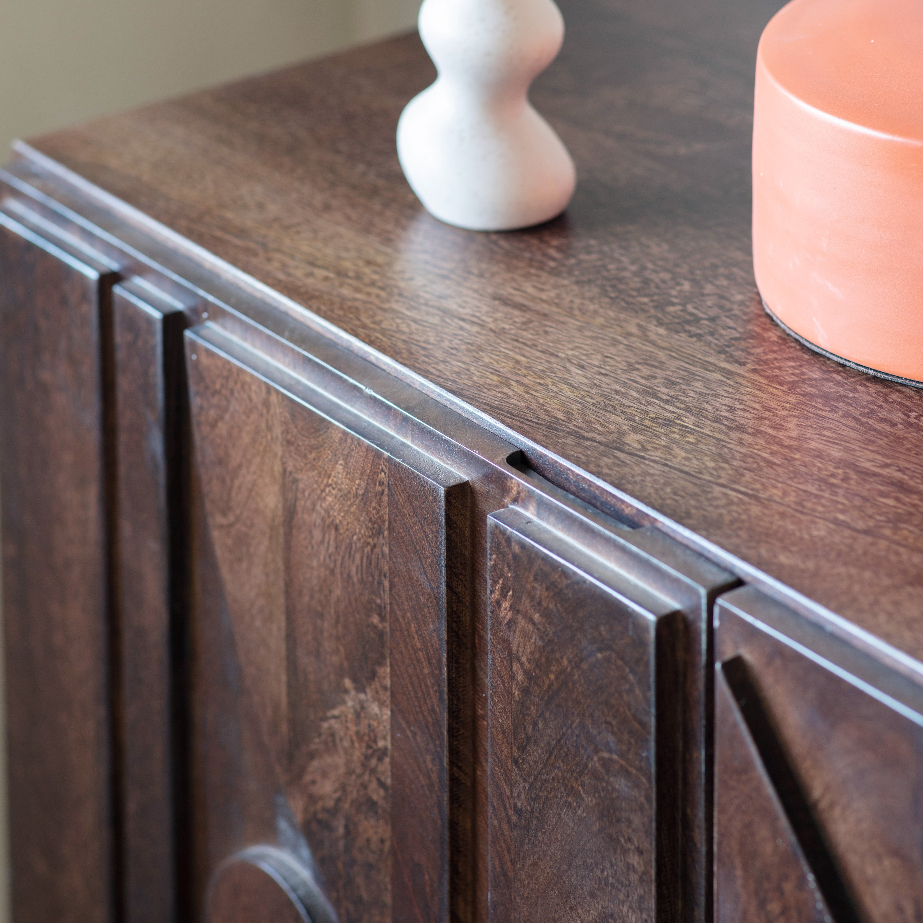 Bailee Geometric Dark Brown Mango Wood Sideboard